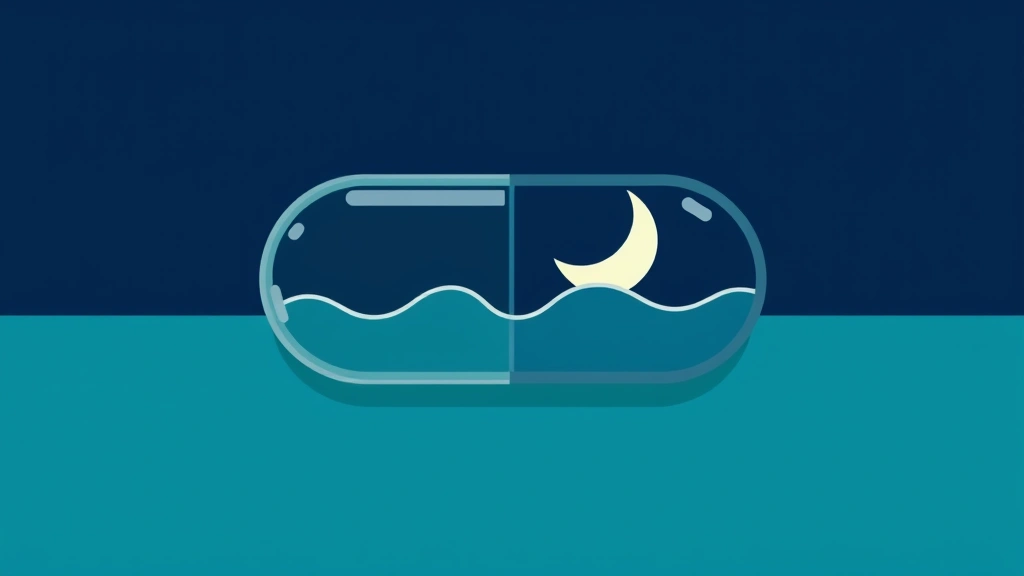 Conceptual illustration of a pill with a moon and breathing wave