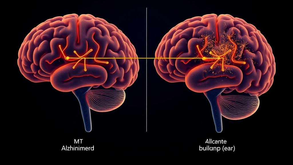 Conceptual illustration of a brain with early cortical changes on a timeline