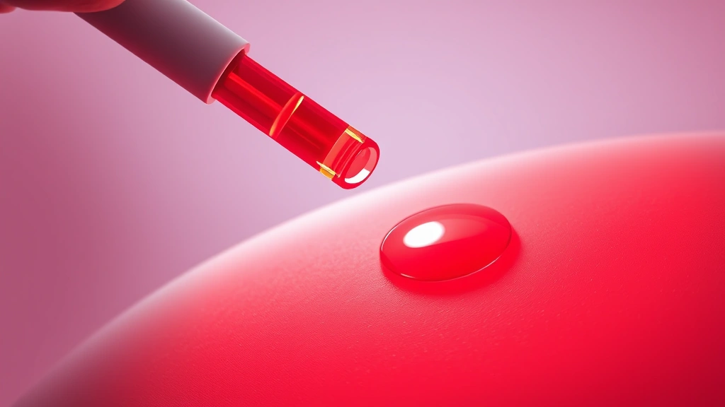 Conceptual illustration of red therapeutic light activating a gel to clear a skin lesion
