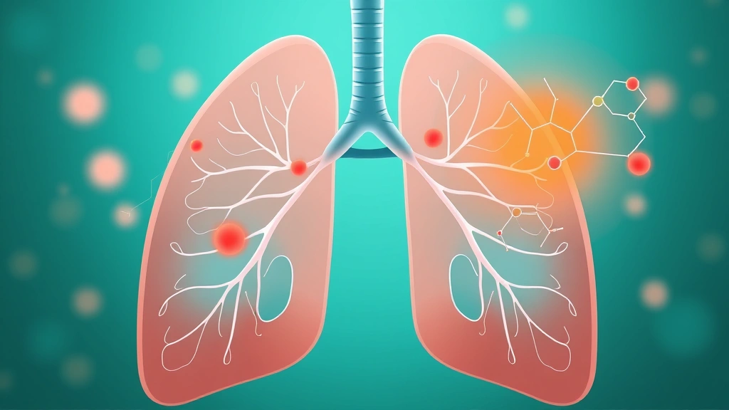 Conceptual illustration of lungs with nerve fibers and hormone molecules