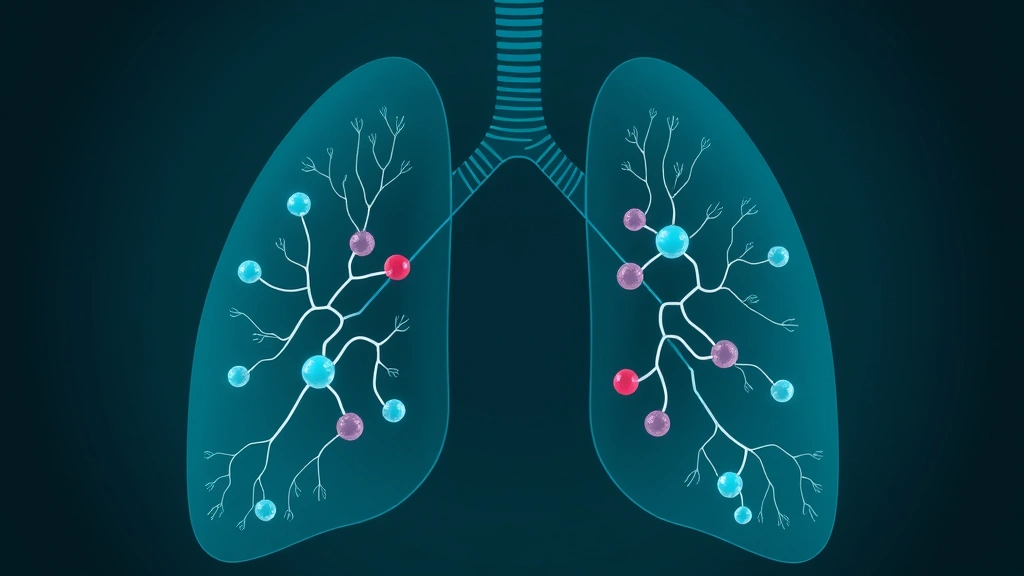 Conceptual illustration of lungs with molecular pathway motifs