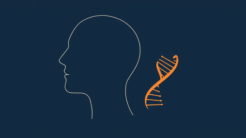 Illustration of an RNA strand beside a soft outline of a head and neck in profile