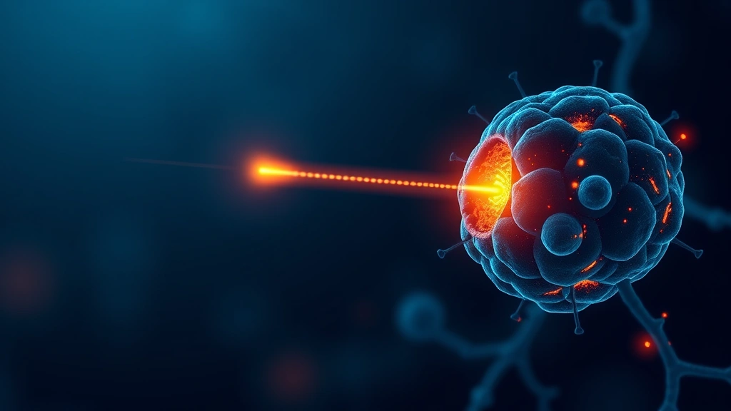 Conceptual illustration of a targeted radioactive ligand homing to a tumor amid a partnership