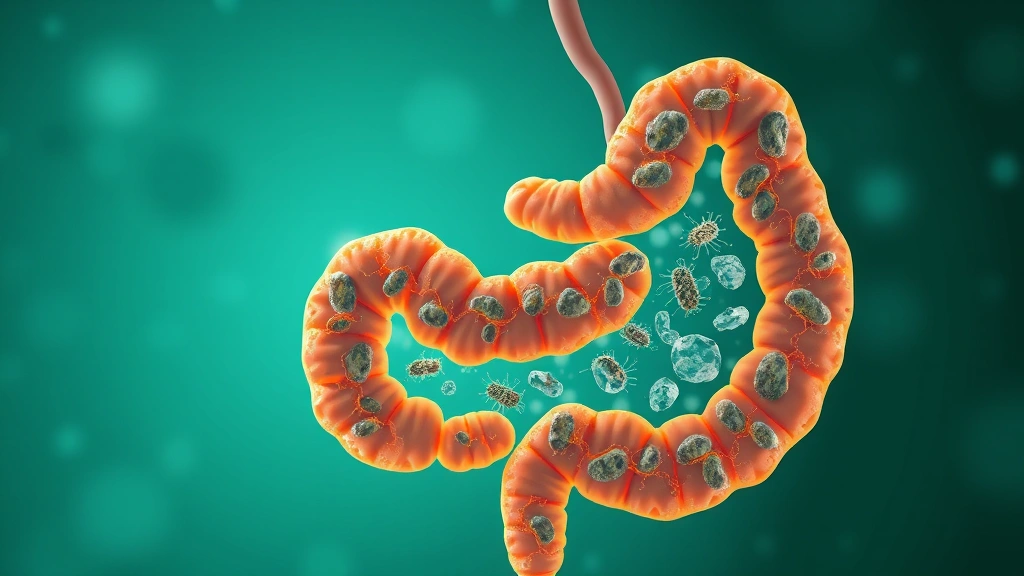Conceptual illustration of bacteria and a developing intestinal lining
