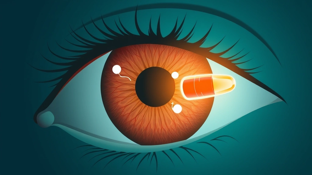 Conceptual illustration of an eye and retinal blood vessels
