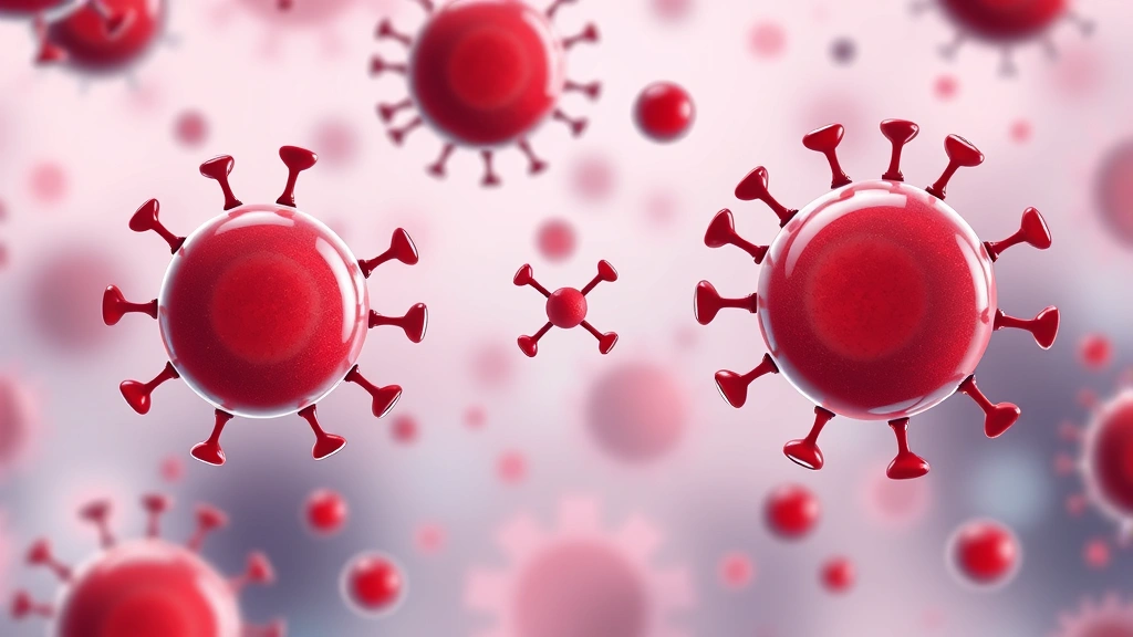 Conceptual illustration of red blood cells shielded from antibodies