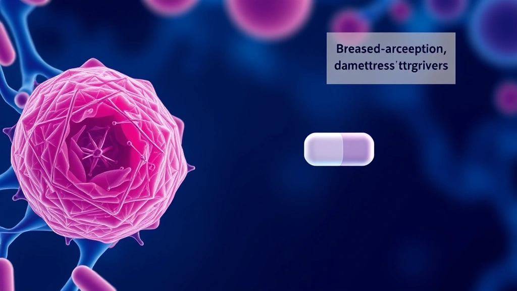 Conceptual illustration of two oral drugs blocking estrogen-receptor and cell-cycle drivers of a breast cancer cell