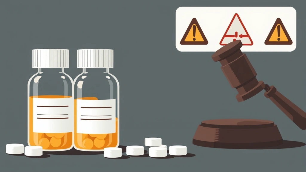 Conceptual illustration of legal action against counterfeit drugs