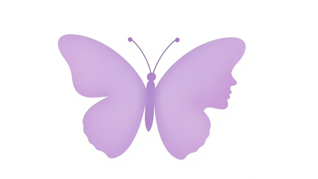 Abstract illustration of a butterfly shape with a soft human silhouette