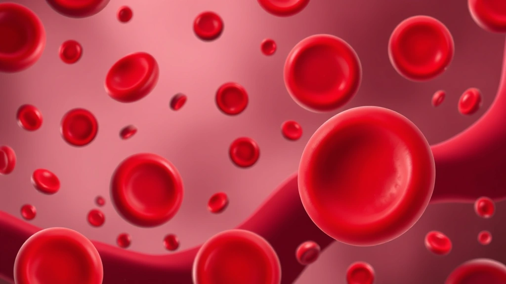 Conceptual illustration of red blood cells and an iron-regulating motif