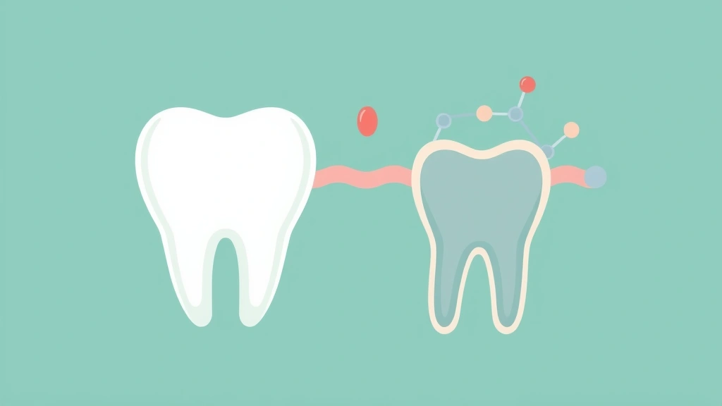 Conceptual illustration of a tooth, gums and omega-3 molecules