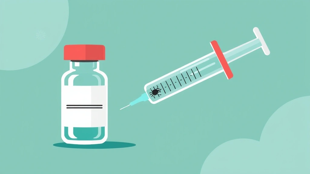 Conceptual illustration of a Lyme disease vaccine vial and tick motif