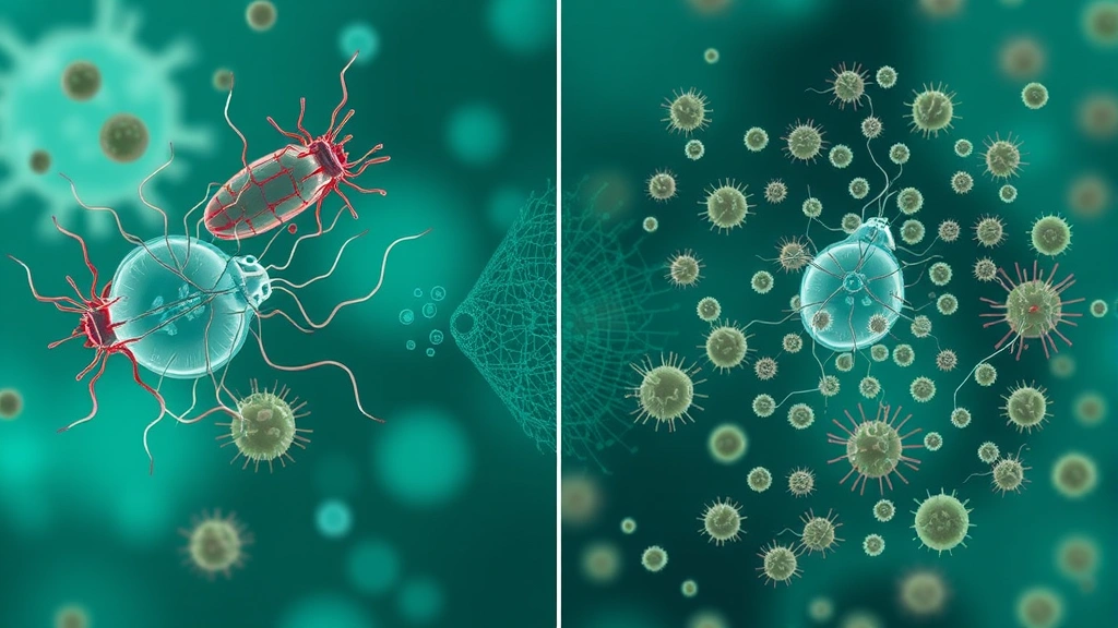 Conceptual illustration of bacteriophages and gut microbiome