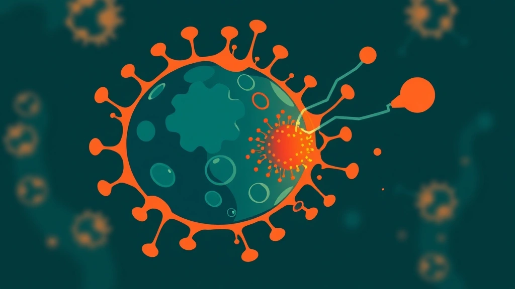Conceptual illustration of a cancer cell&rsquo;s antioxidant defenses being disabled