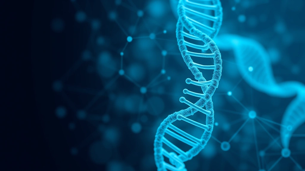 Conceptual illustration of AI shaping a protein structure and DNA