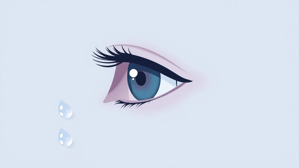 Illustration of an eye and water droplets representing dryness in Sjögren’s disease