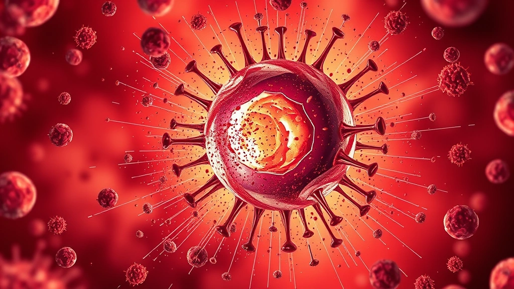 Conceptual illustration of an immune cell rupturing to kill nearby pathogens
