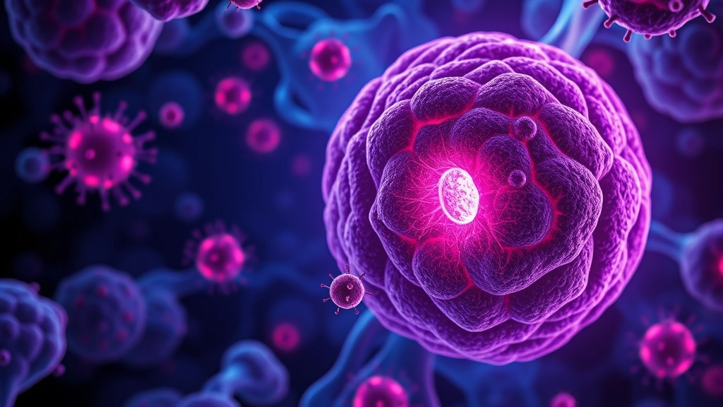 Conceptual illustration of natural killer cells attacking a tumor