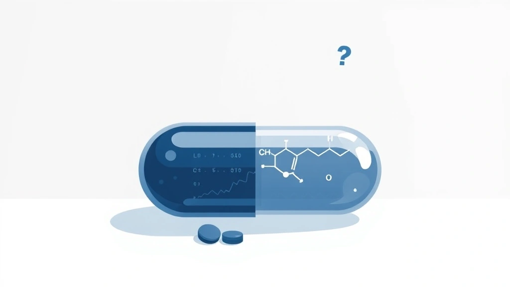 Conceptual illustration of a supplement capsule and a molecule