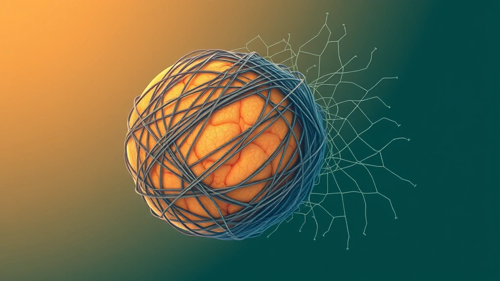 Illustration of a tumor surrounded by a dense fibrous shell that is loosening
