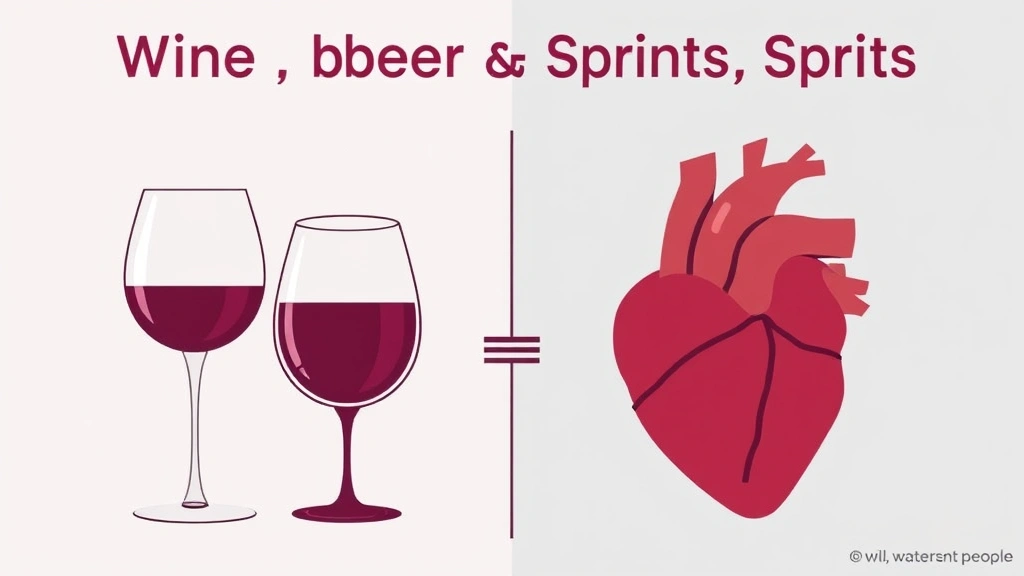 Conceptual illustration comparing alcoholic drinks and heart health